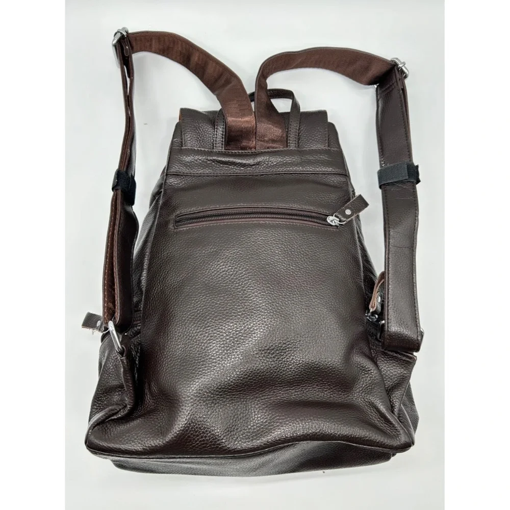 Coolcy Leather Backpack Purse Brown Leather Pebbled EUC